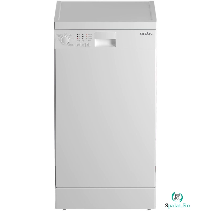 Arctic Masina de spalat vase Slim Arctic DFS0502, 10 seturi, 5 programe, Sistem dedurizare apa, Aqua Protect, Amanare pornire, Clasa E, 45 cm, Alb