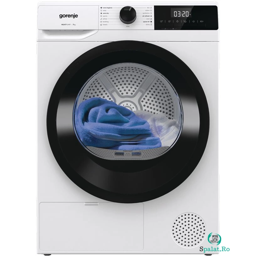 Gorenje Uscator de rufe cu pompa de caldura Gorenje D2HNE7E, 7 kg, Display LED, AntiCrease, AirRefresh, Clasa energetica E, 51 cm, Alb