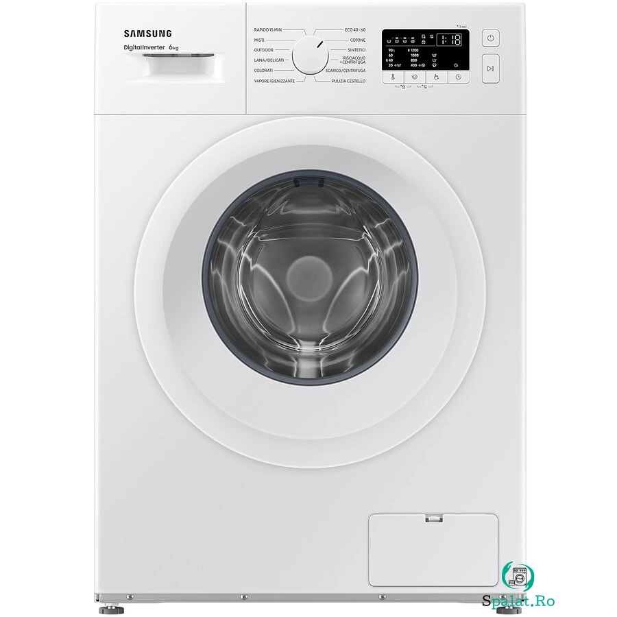 Samsung Masina de spalat rufe slim Samsung WW60A3120WE/LE, 6 kg, 1200 RPM, Clasa C, Hygiene Steam, Quick Wash 15 min, Alb