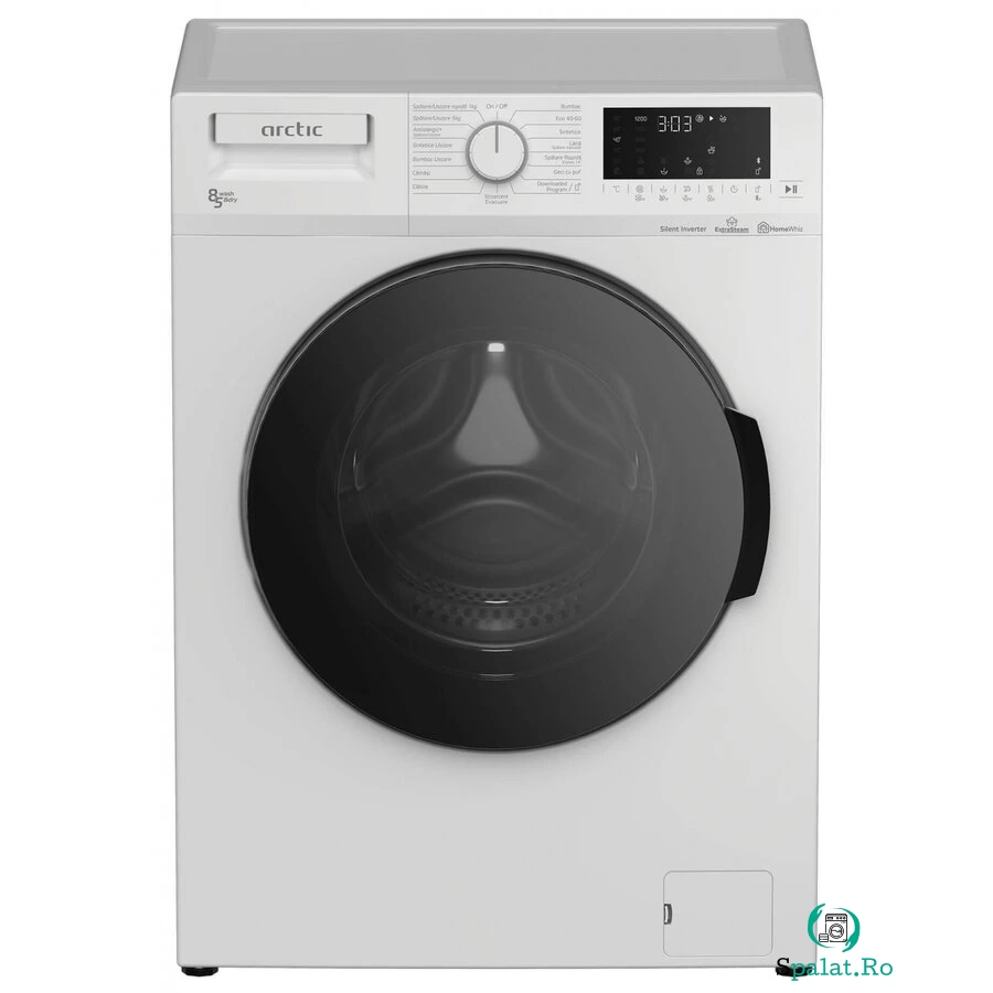 Masina Spalat Rufe Cu Uscator Clasa E 8Kg Spalare 5Kg Uscare 1200RPM HomeWhiz ExtraSteam Add-In Alb||Negru la 2,288.99 lei ron