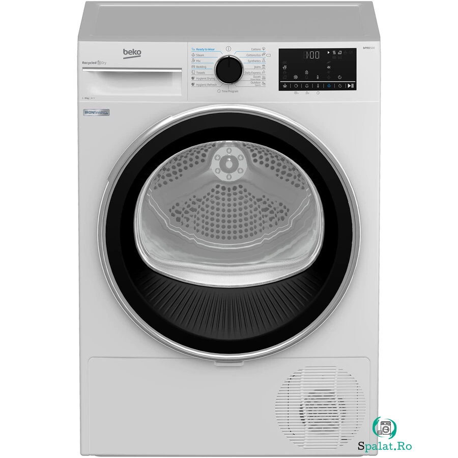 Beko Uscator de rufe Beko B5T69233, 9 kg, Clasa A++, Pompa de caldura EcoGentle, RecycledDry, IronFinish, Hygienic Reresh, Hygienic Drying, Alb la 3,538.99 lei ron