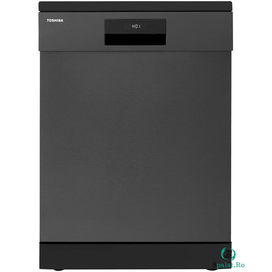 Toshiba Masina de spalat vase Toshiba DW-15F3BS, 15 seturi, 8 programe, Clasa C, Twin Display Touch control, AquaStop, Filtru AntiBacterian, 60 cm, Negru
