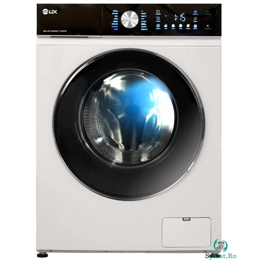 Masina de Spalat Rufe Queen 714DITW Capacitate 7KG 1400RPM 16 Programe Control Touch Motor Inverter Clasa A Alb
