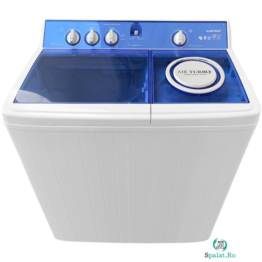 Masina de Spalat Rufe Semiautomata WMS12.3 Cantitate Rufe Uscate 12Kg Cantitate Rufe Stoarcere 7Kg Alb/Albastru