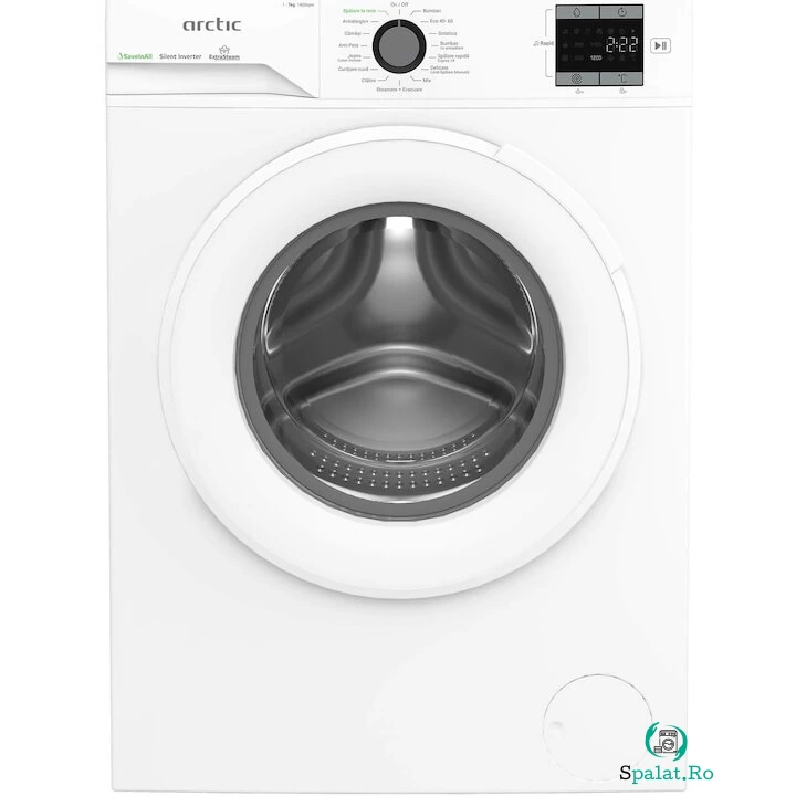 Arctic Masina de spalat rufe Arctic, 7kg, 1400rpm, Clasa A, Motor Silent Inverter, SaveInAll, Display, ExtraSteam, RecycledTub, Alb