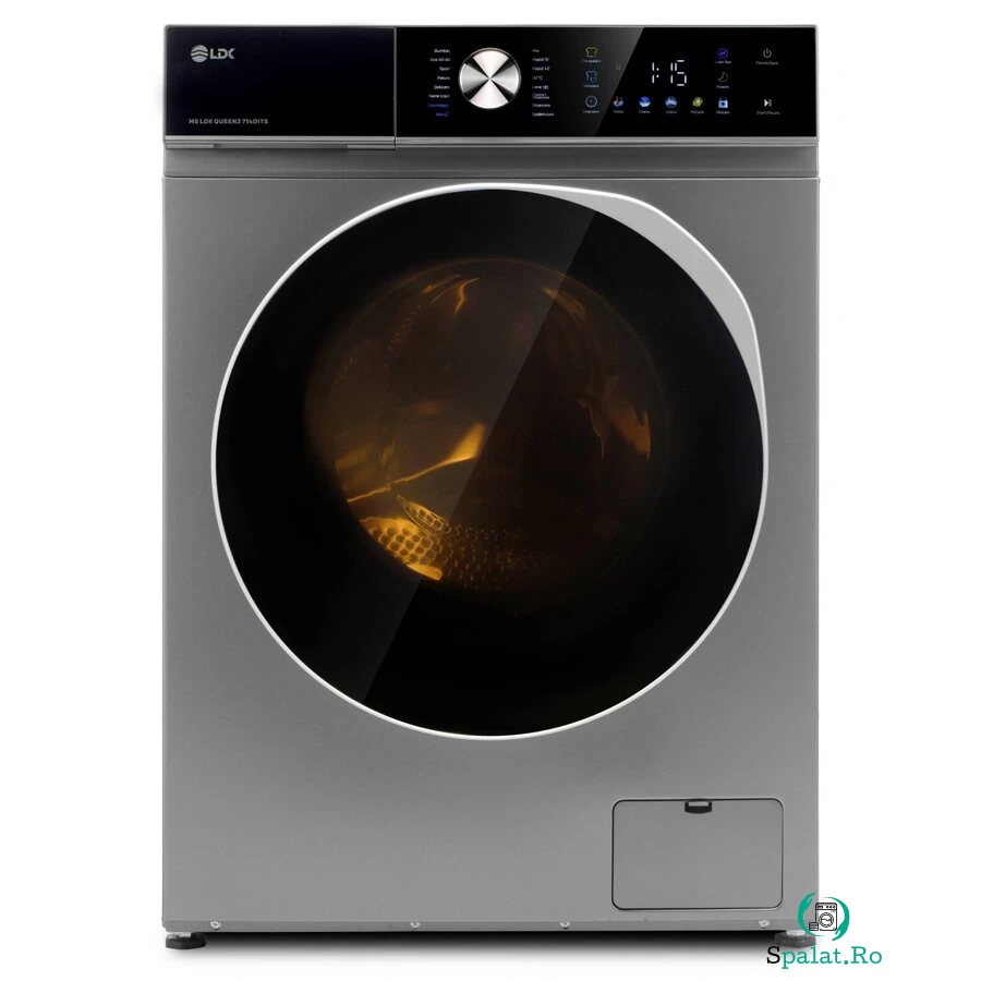 Masina De Spalat Rufe Queen2 714DITS Clasa A Capacitate 7Kg 1400Rpm 16 Programe Control Touch Steam Motor Inverter Argintiu