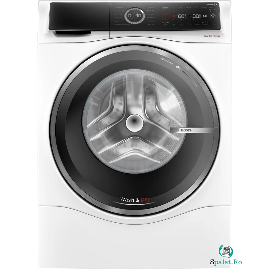 BOSCH Masina de spalat cu uscator Bosch WNC244070 Series 8, spalare 9 kg, spalare-uscare 6 kg, 1400 rpm, clasa energetica D, control de la distanta prin Home Connect, Alb la 7,220.99 lei ron