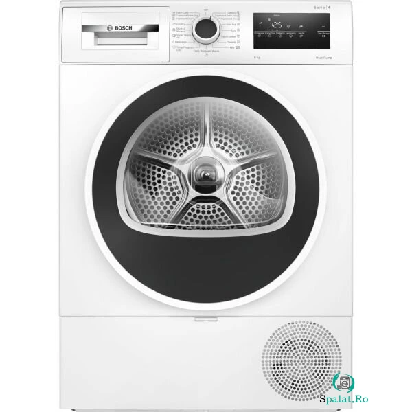 BOSCH Uscator de rufe Bosch WTH85209BY, Pompa de caldura, 8 kg, 15 programe, AutoDry Technology, AntiVibration, Filtru EasyClean, Clasa D, Alb la 4,124.99 lei ron