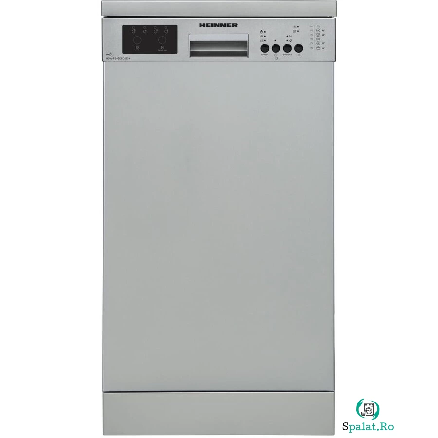HEINNER Masina de spalat vase Heinner HDW-FS4506DSE++, 10 Seturi, 6 programe, Clasa E, Half load, Aquastop, 45 cm, Antracit la 1,433.99 lei ron
